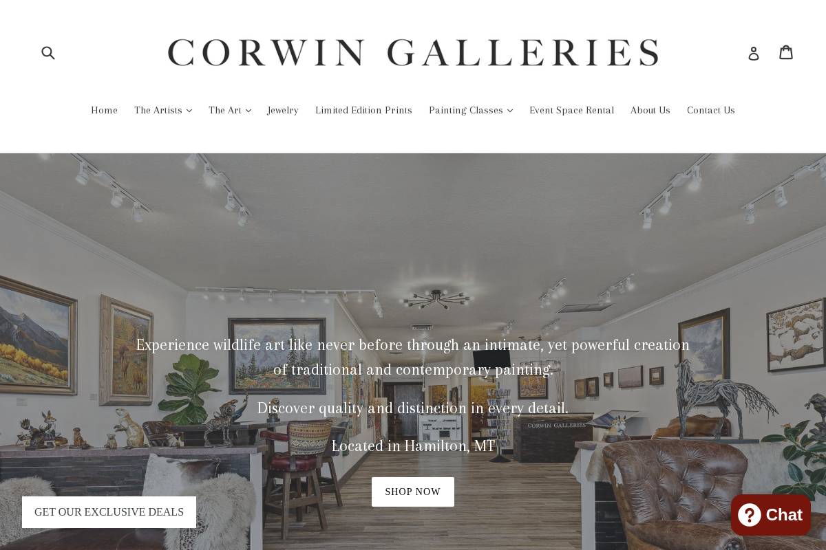 corwingalleries.com homepage screenshot