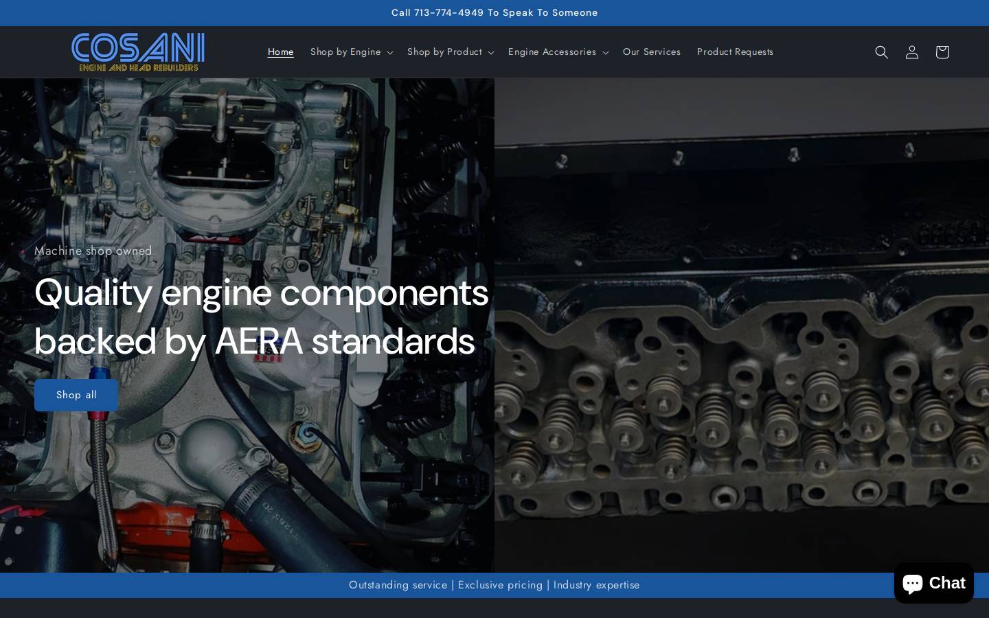 cosanienginecorp.com homepage screenshot