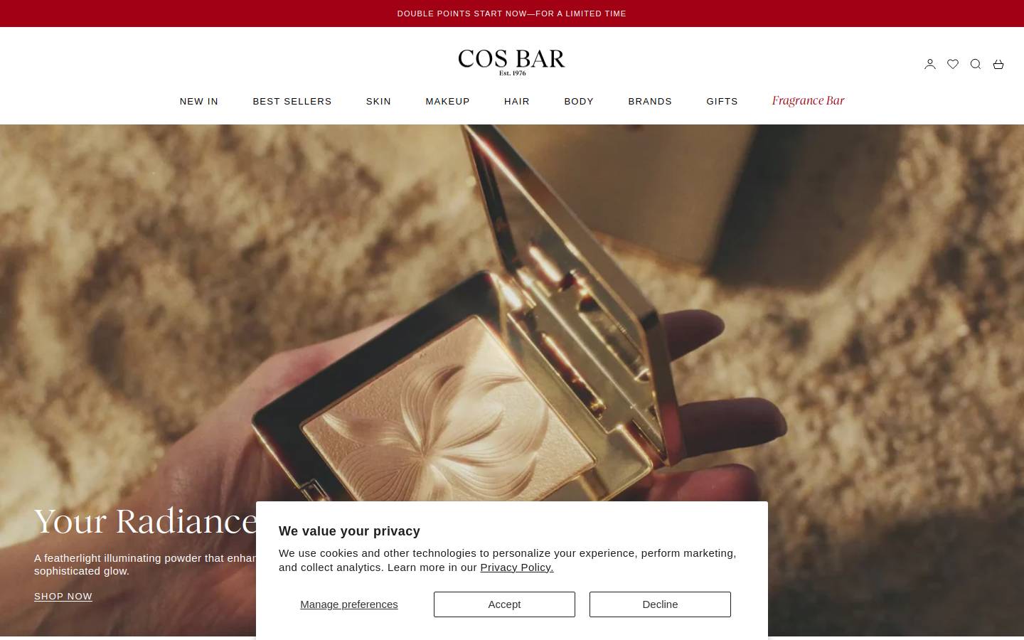 Cos Bar homepage screenshot