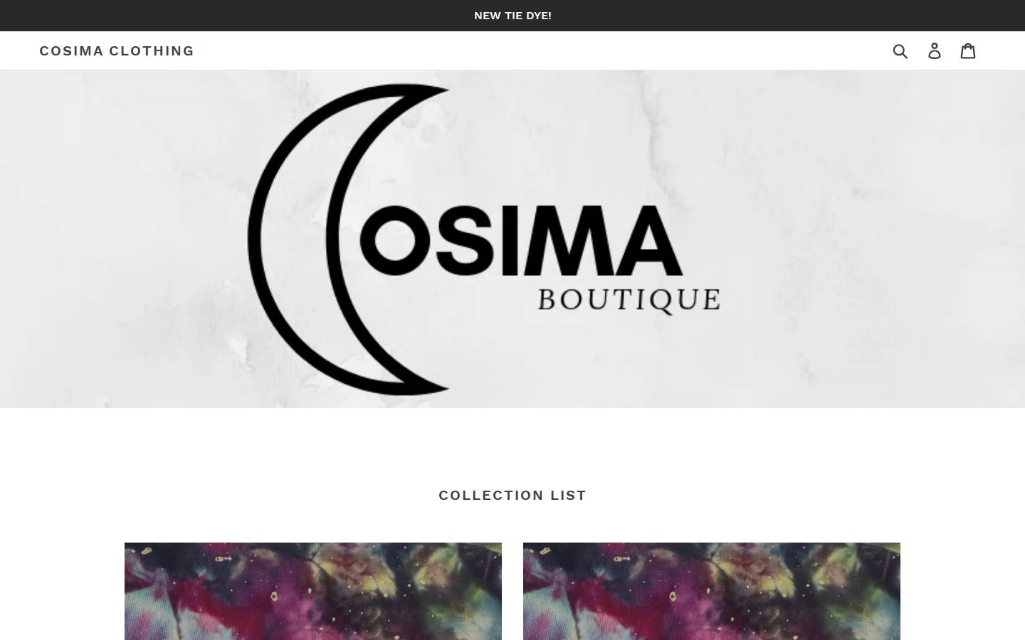 cosimaclothing.com homepage screenshot