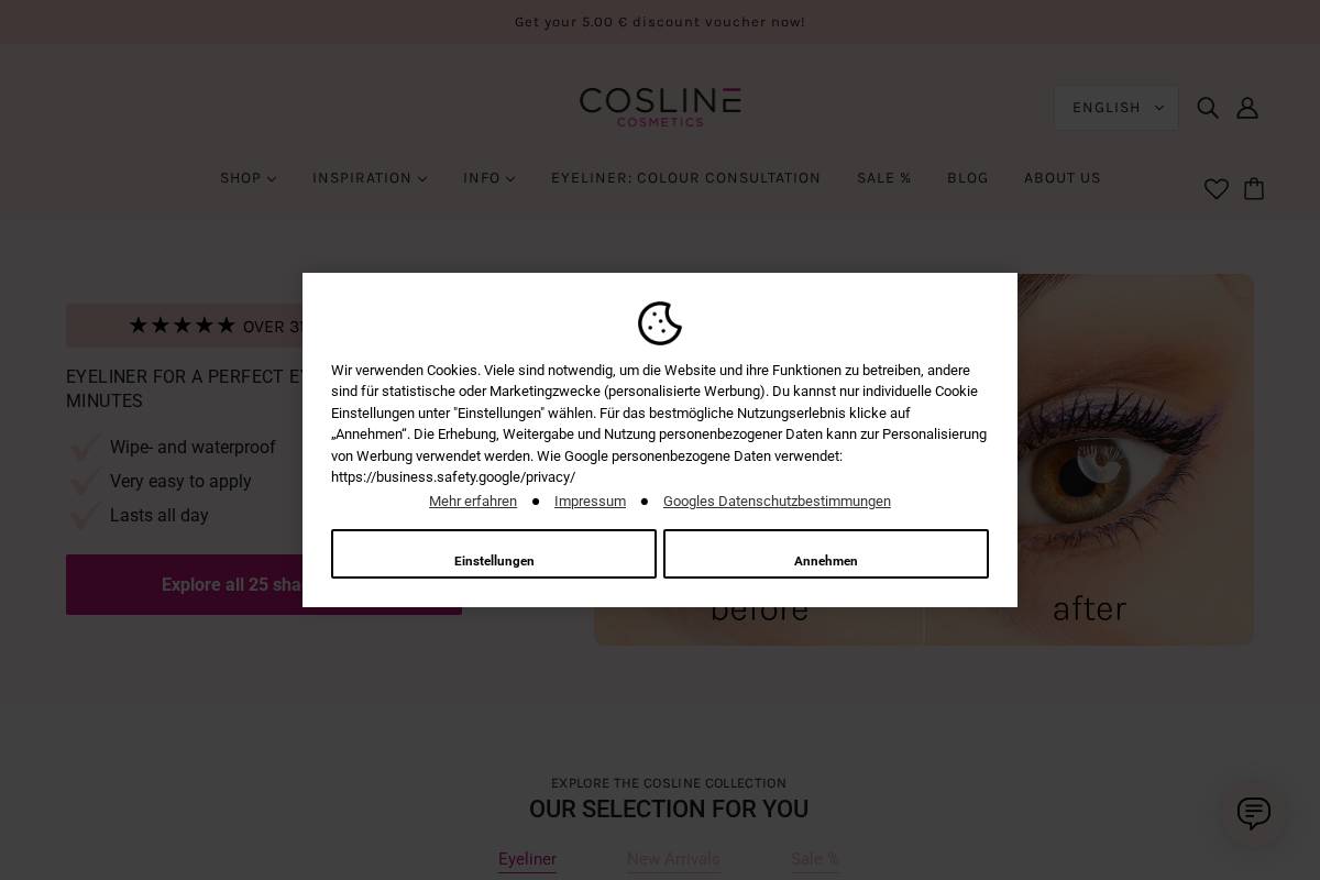 Cosline homepage screenshot
