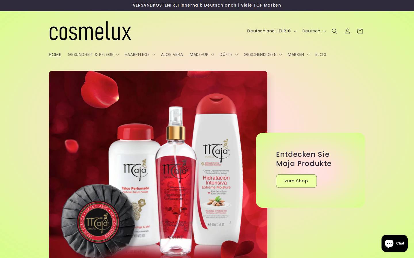 cosmelux.de homepage screenshot