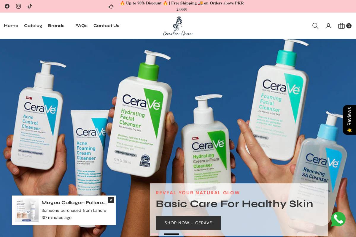 cosmeticaqueen.com homepage screenshot