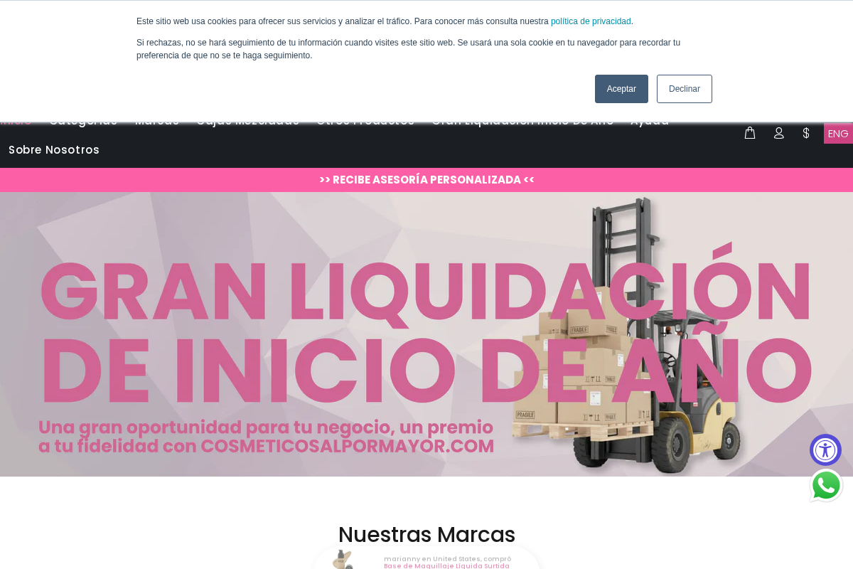 Cosmeticosalpormayor.com homepage screenshot