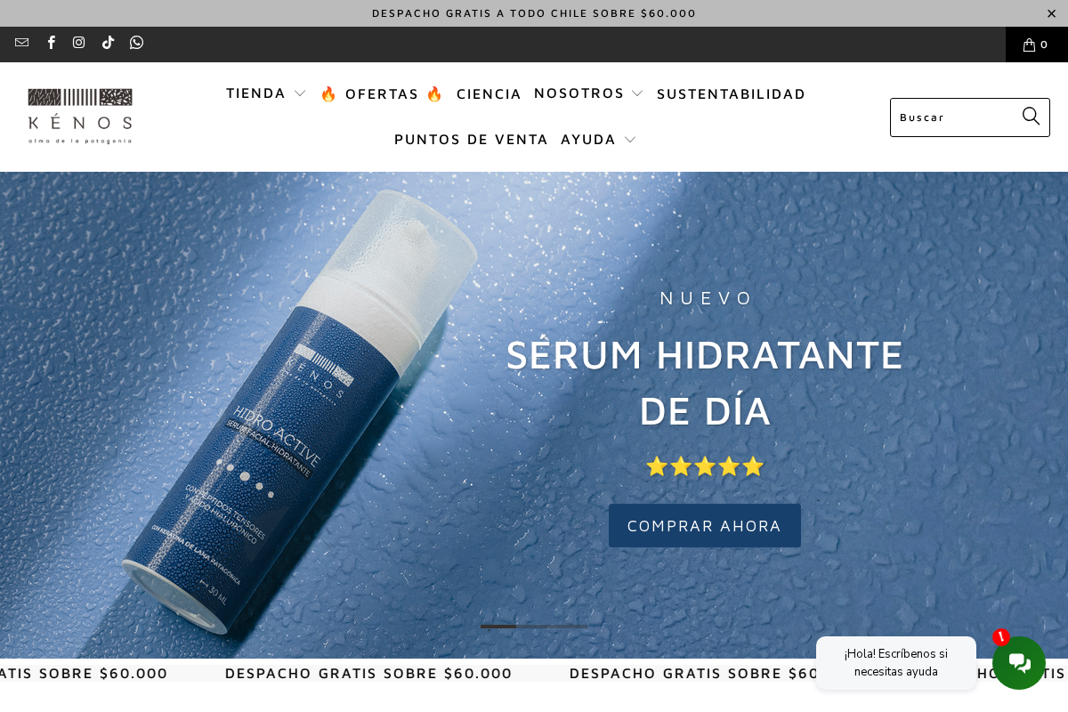 Cosméticos Kénos homepage screenshot