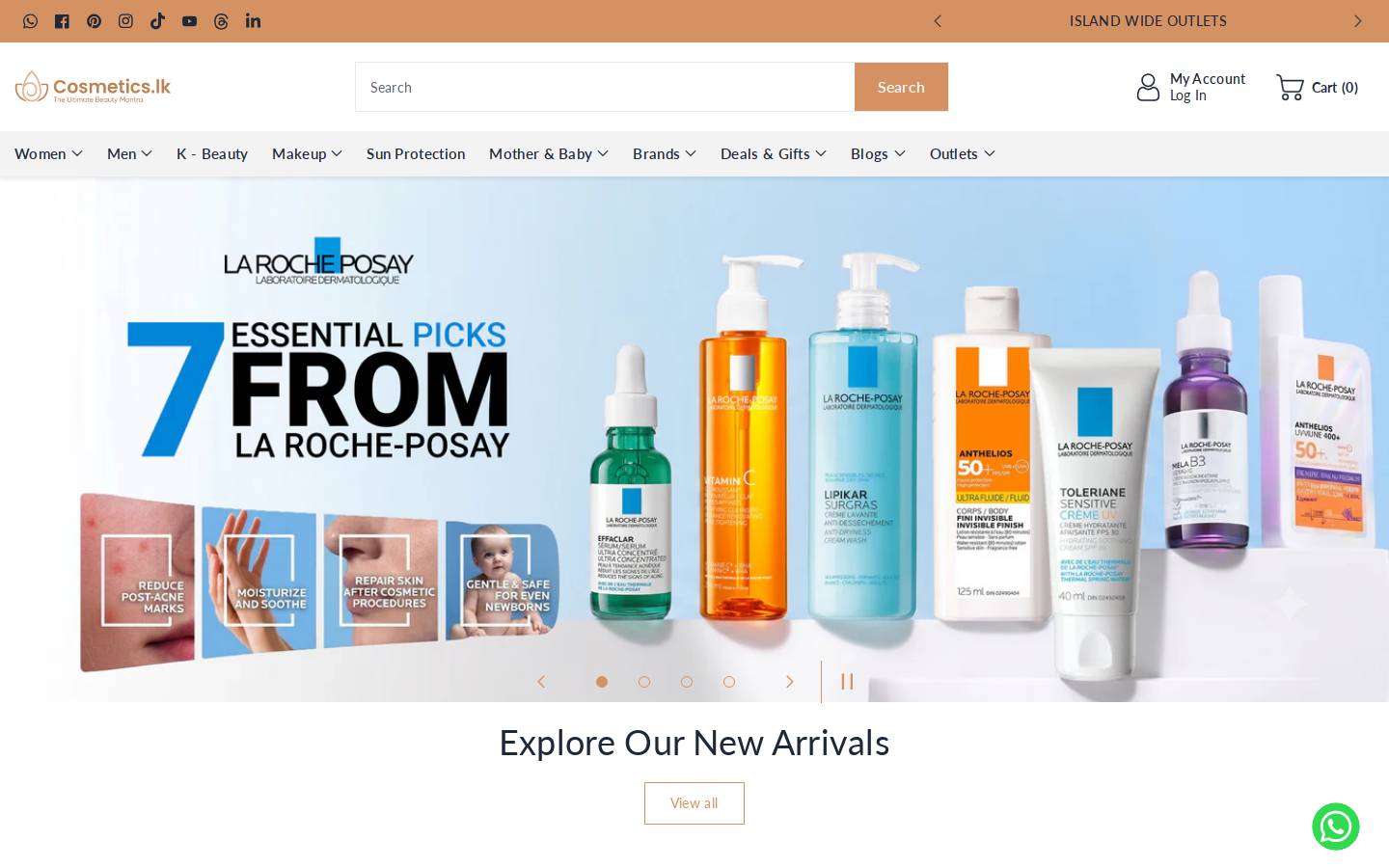 cosmetics.lk homepage screenshot