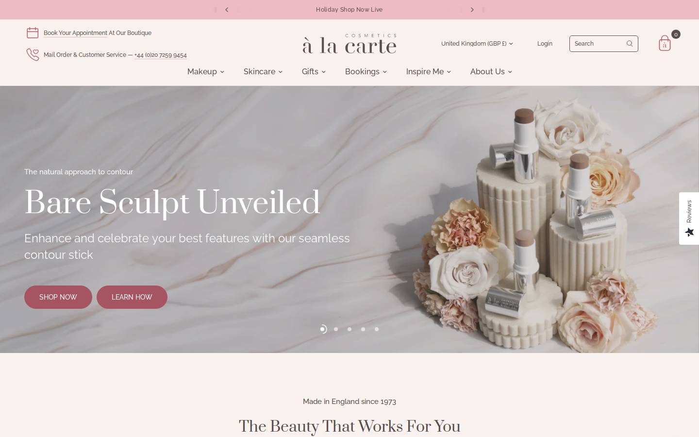 cosmeticsalacarte.com homepage screenshot