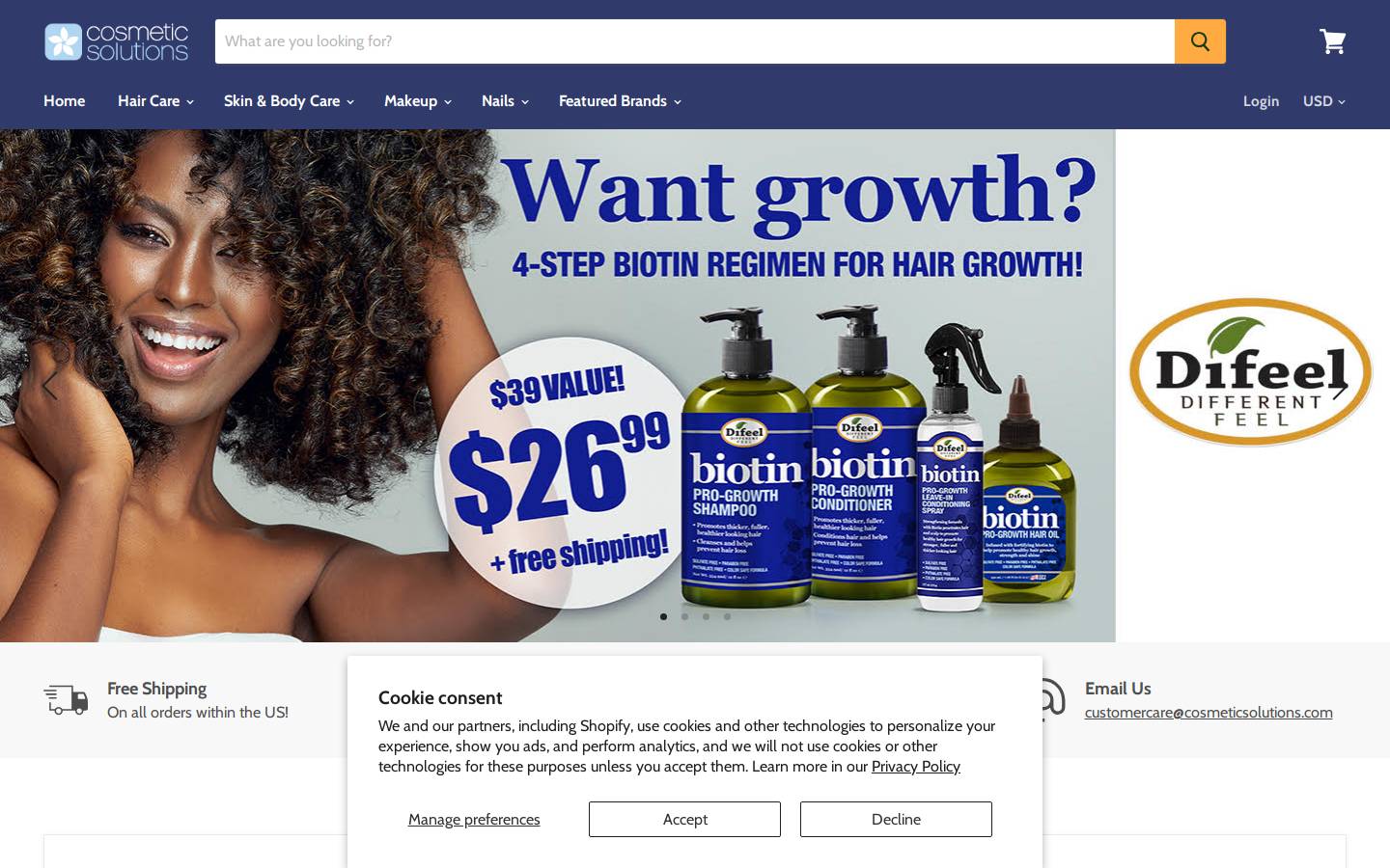 cosmeticsolutions.com homepage screenshot