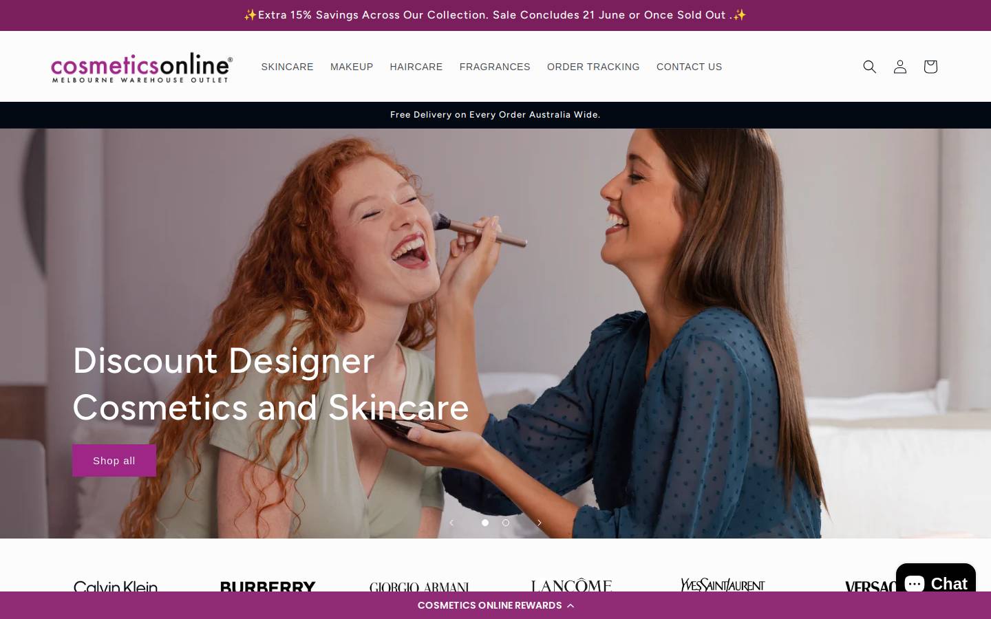 Cosmeticsonline homepage screenshot