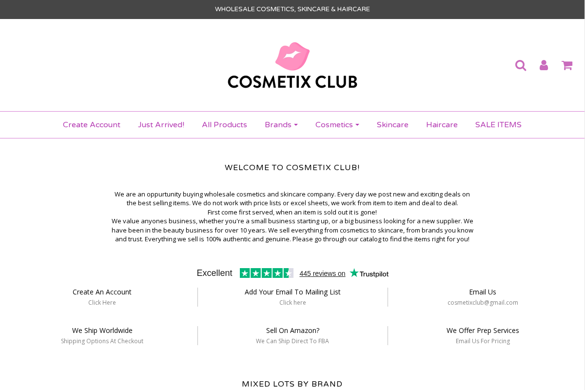 Cosmetix Club homepage screenshot