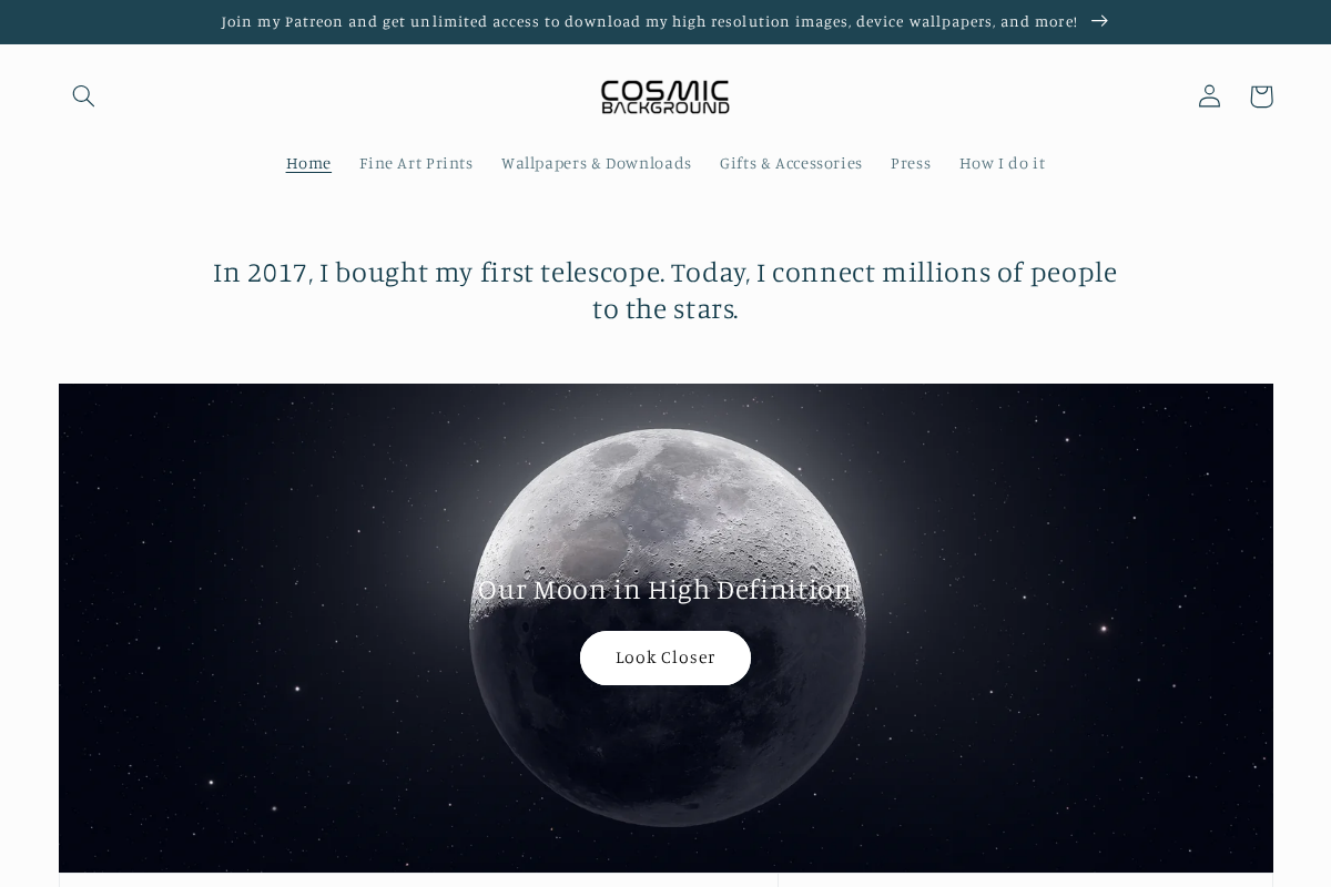 CosmicBackground homepage screenshot