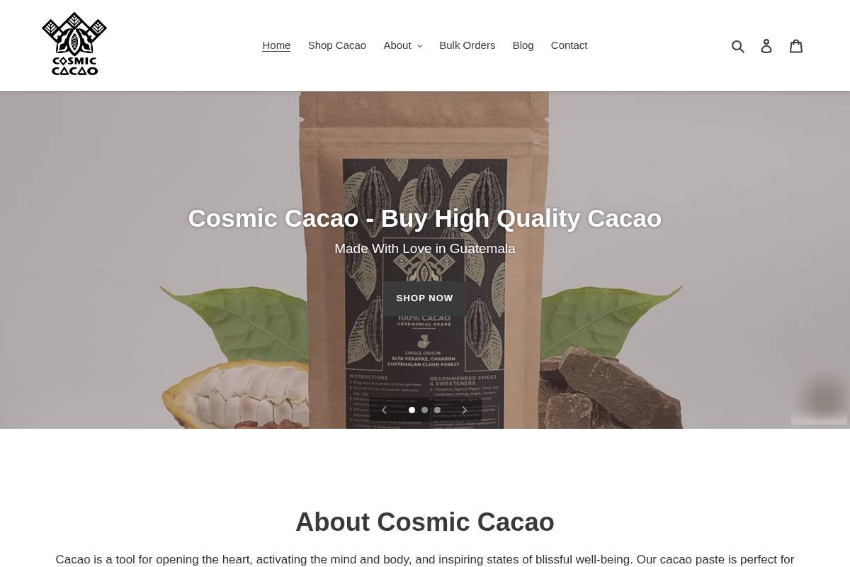 cosmiccacao.co homepage screenshot