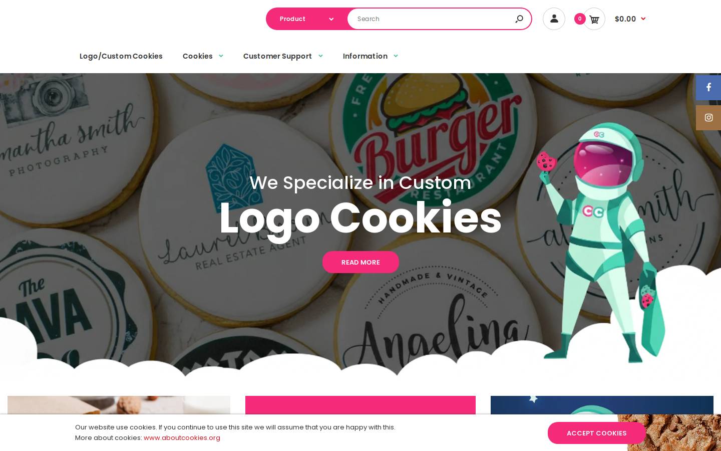 cosmiccookiebakery.com homepage screenshot