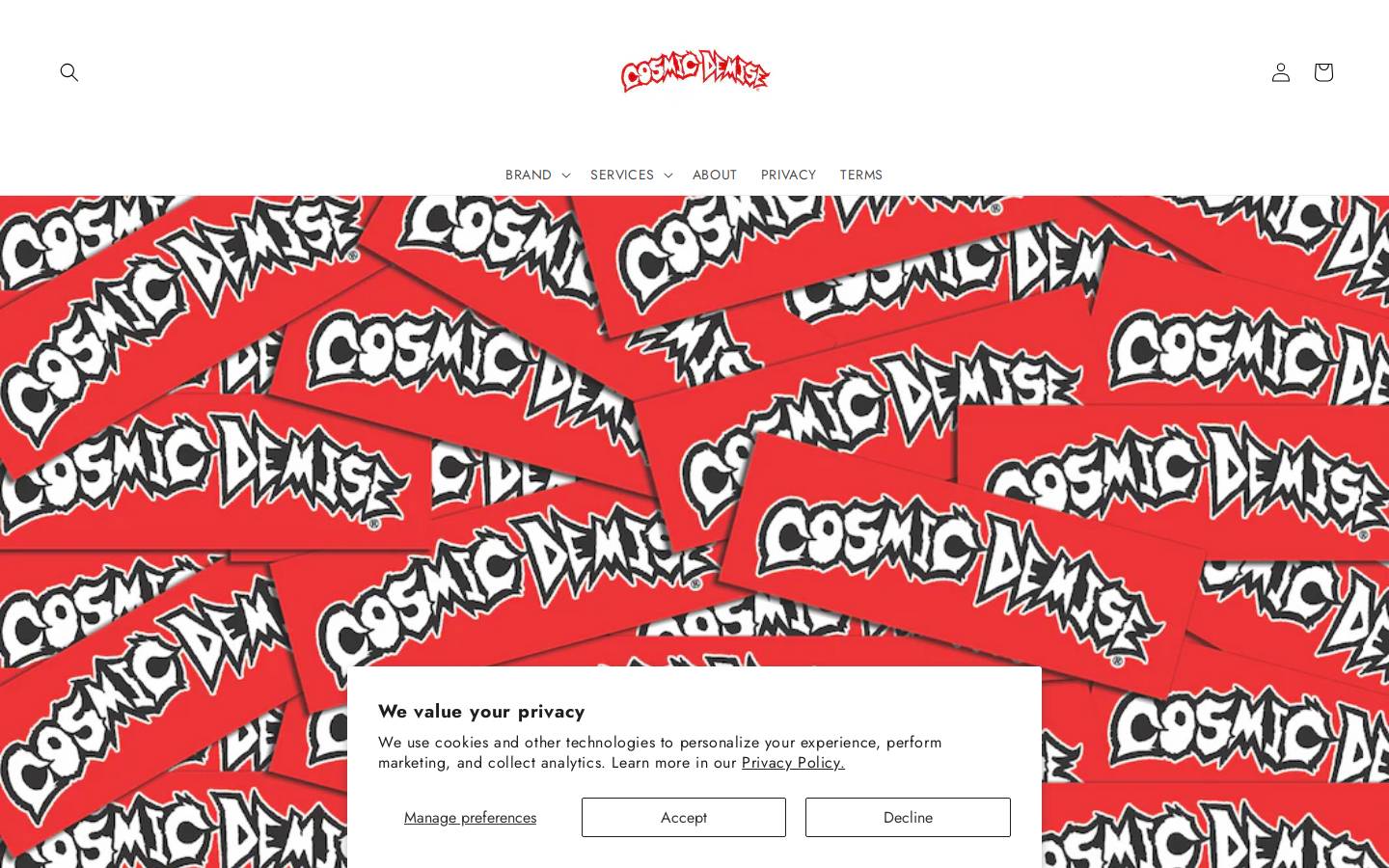 cosmicdemise.com homepage screenshot