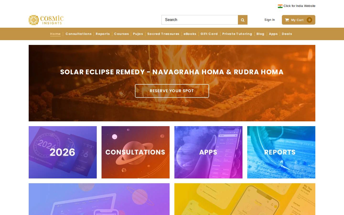 cosmicinsightsshop.com homepage screenshot