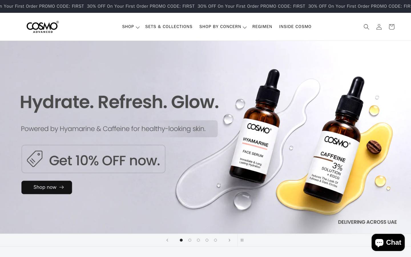 cosmoadvanced.com homepage screenshot