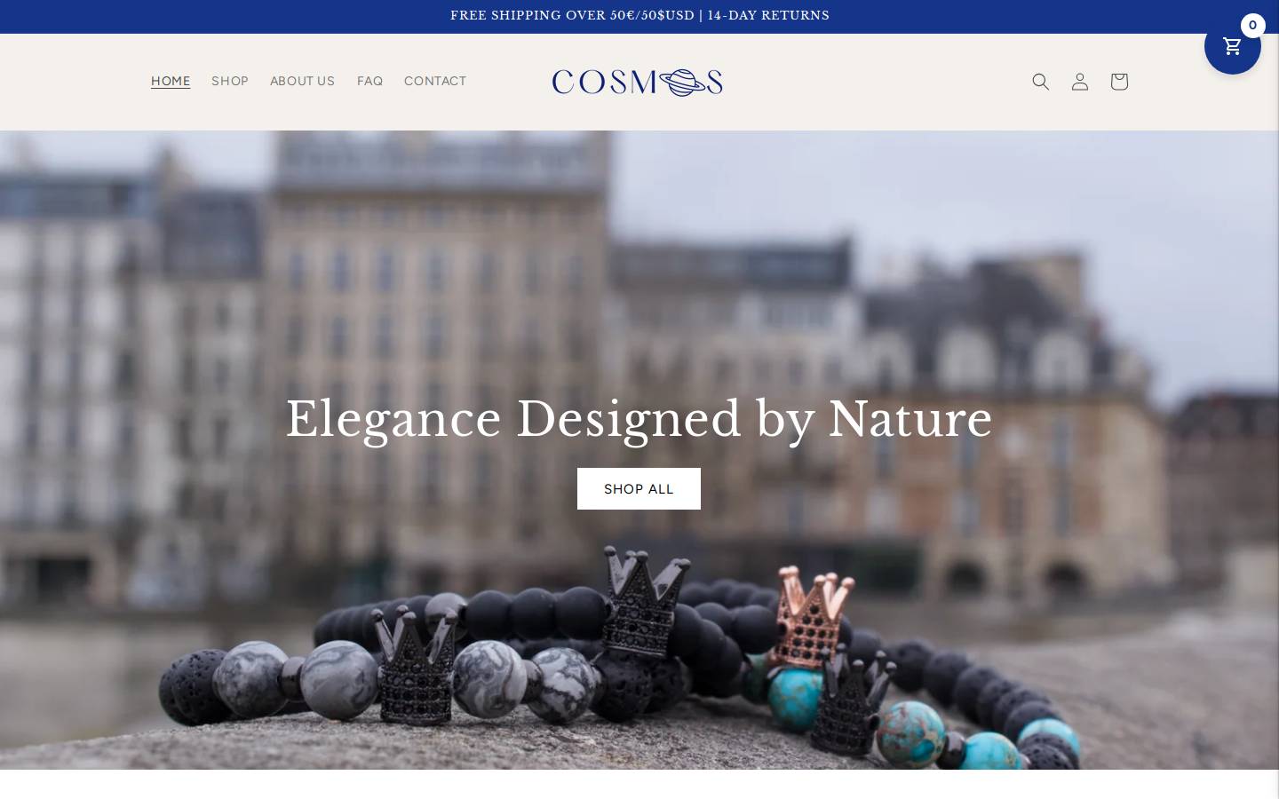 Cosmos Bracelets homepage screenshot