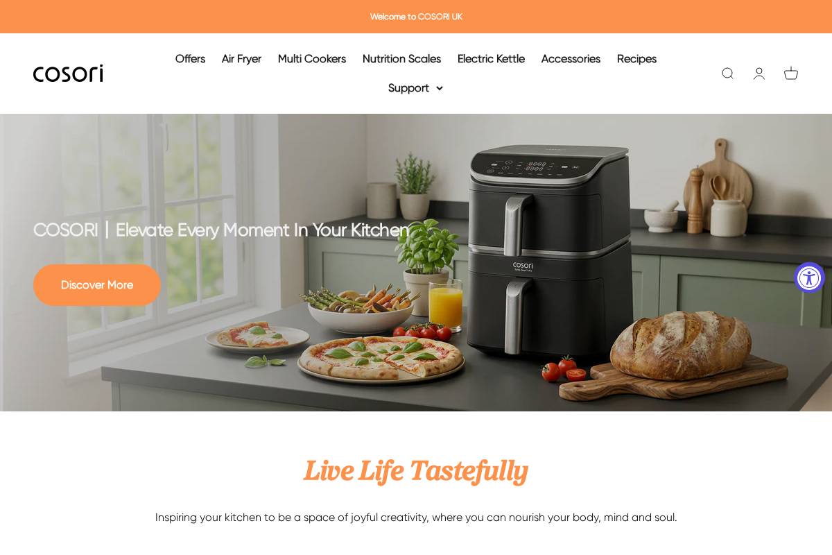 Cosori homepage screenshot
