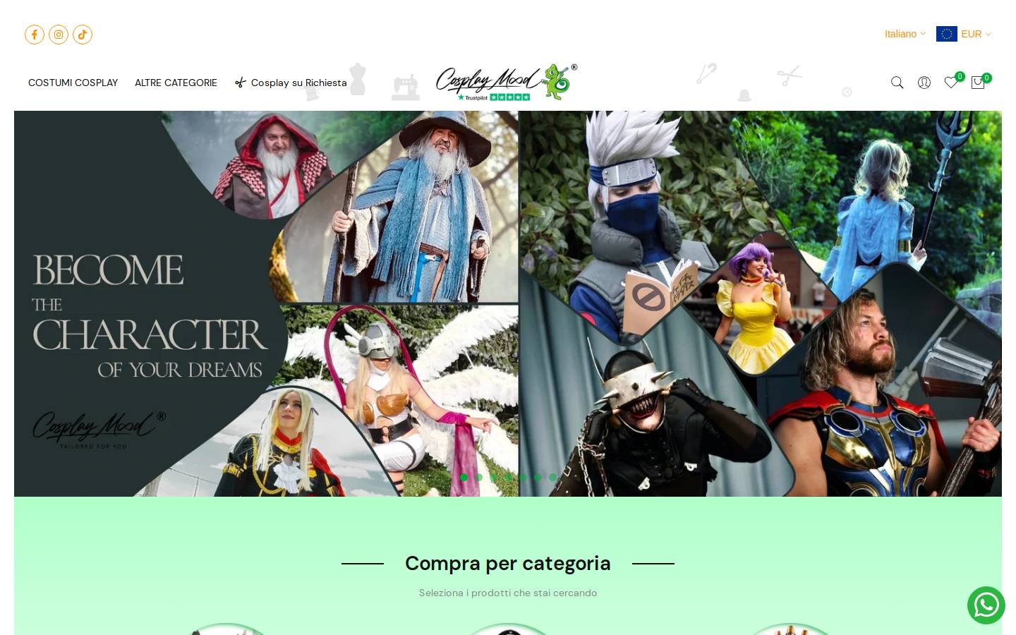 Cosplaymood homepage screenshot