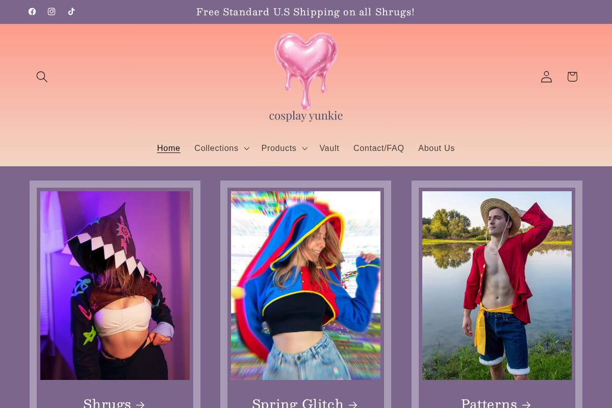 cosplayyunkie.com homepage screenshot