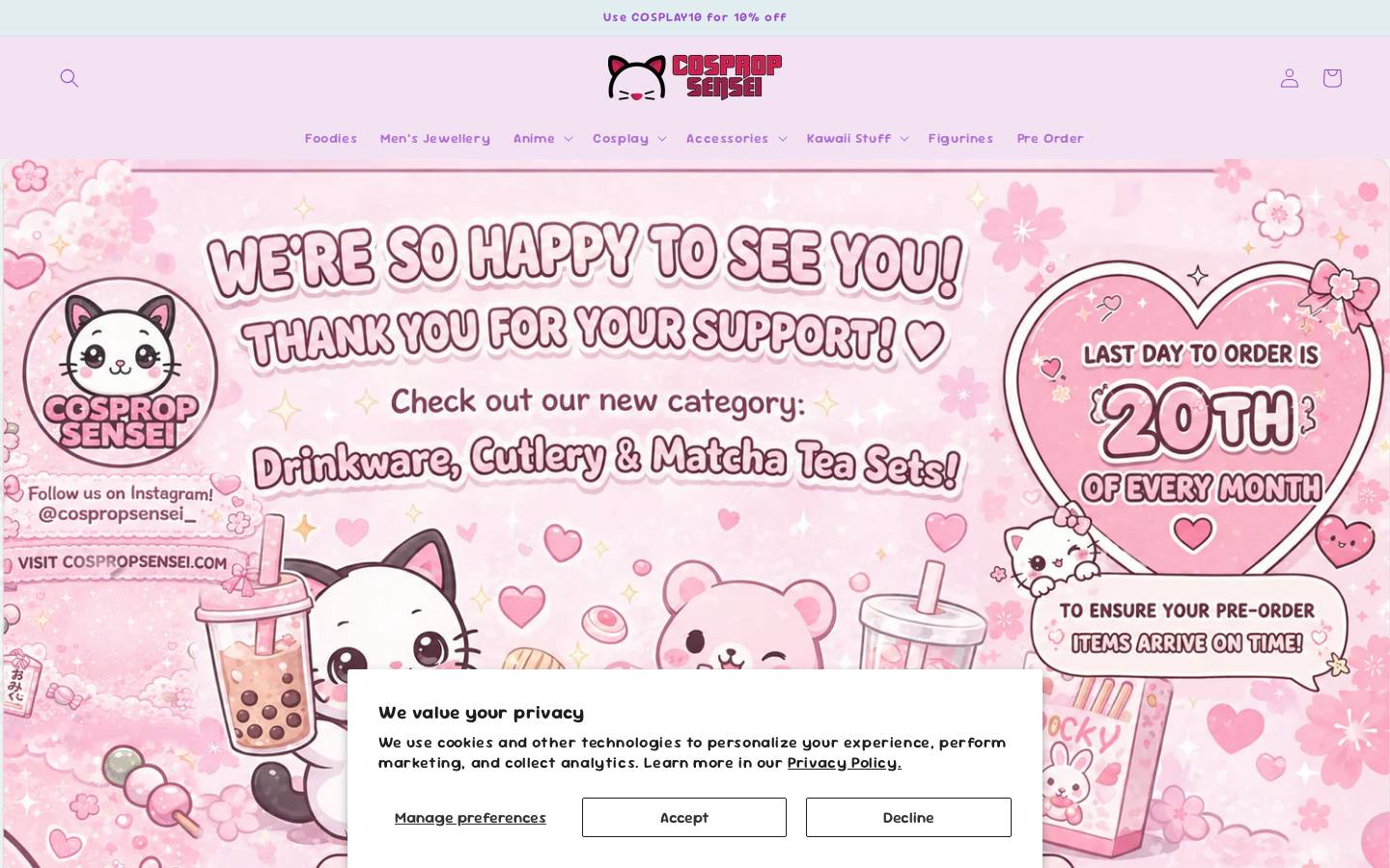 cospropsensei.com homepage screenshot