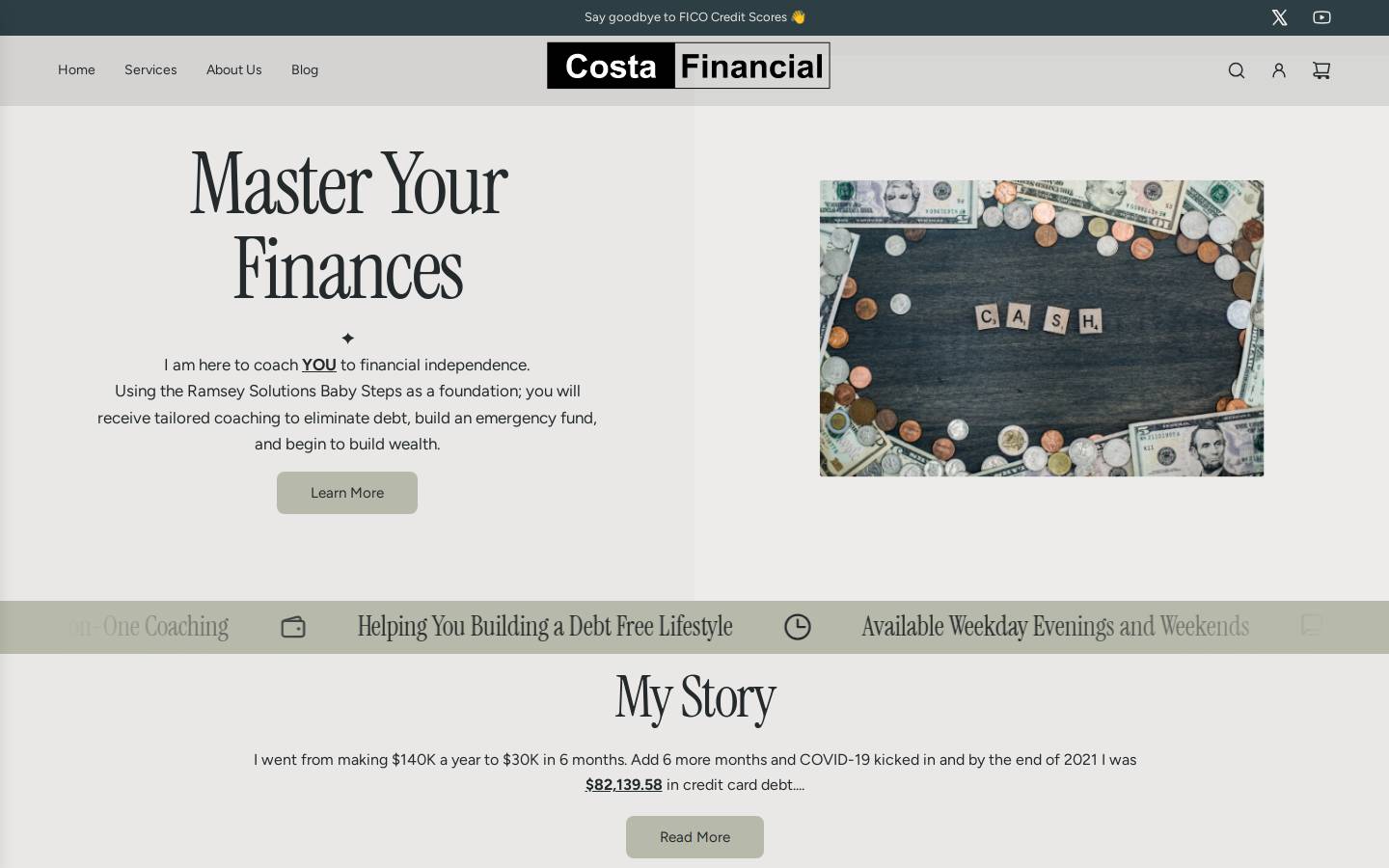 costafinancialservices.com homepage screenshot