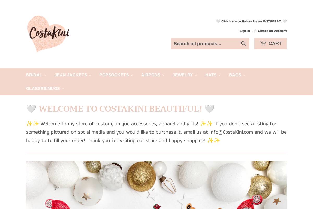 costakini.com homepage screenshot