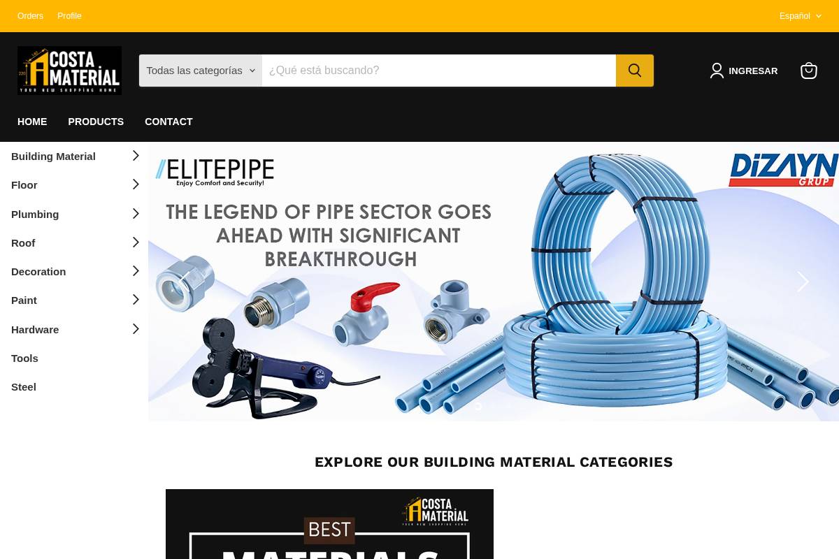 costamaterial.com homepage screenshot