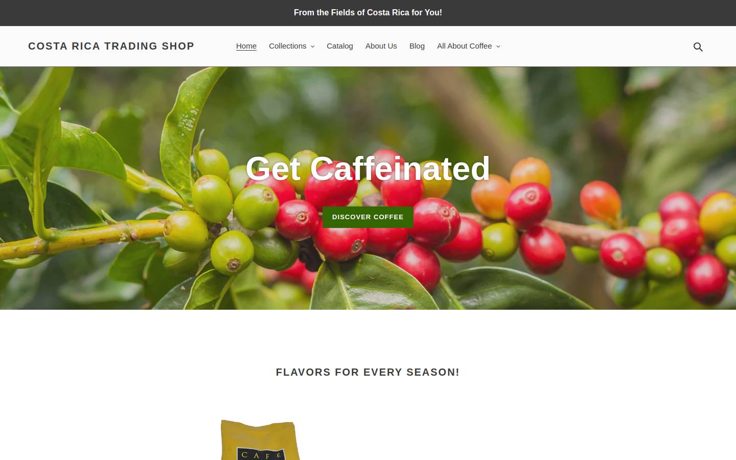 costaricatradingshop.com homepage screenshot