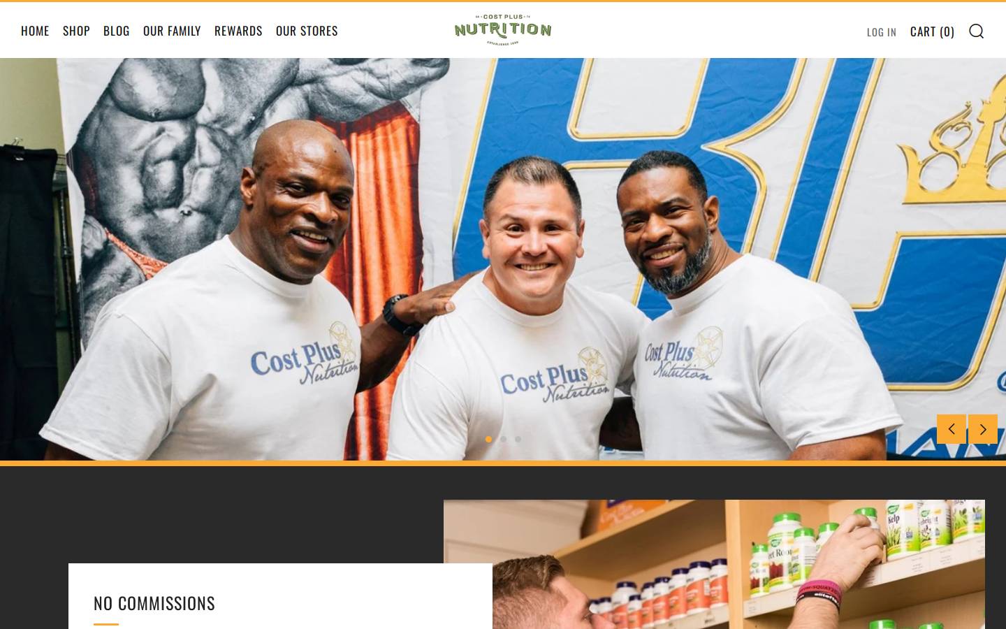 Costplus Nutrition homepage screenshot