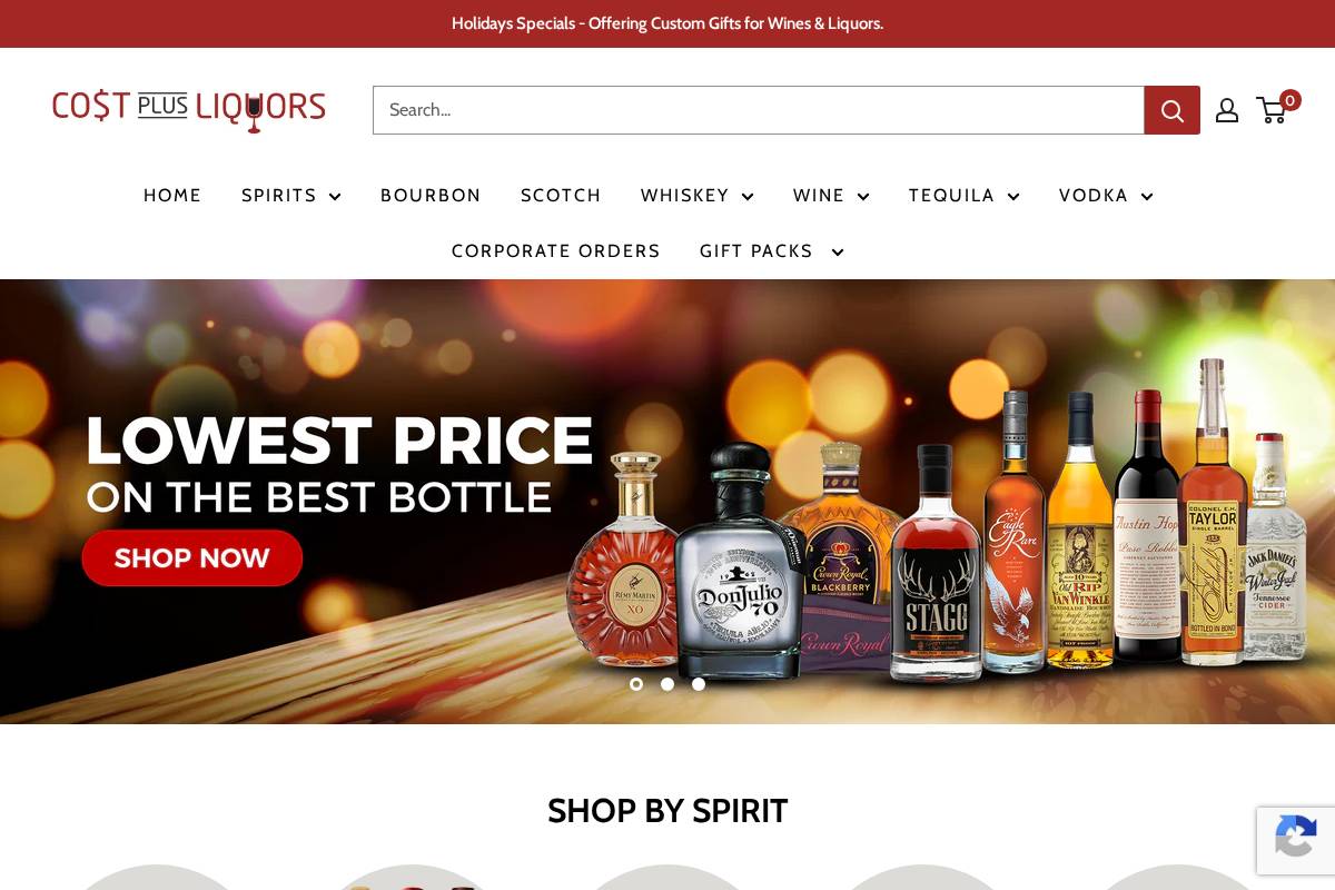 Costplusliquors homepage screenshot