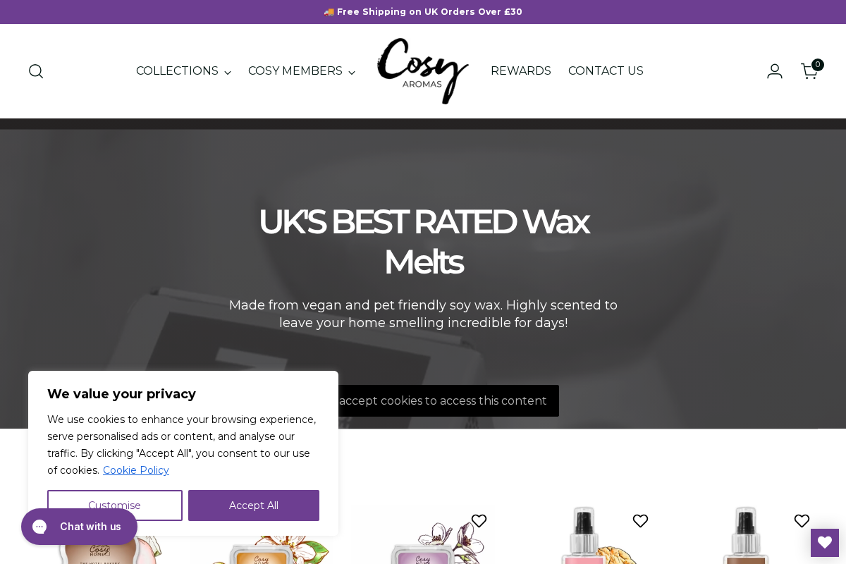 Cosy Aromas homepage screenshot