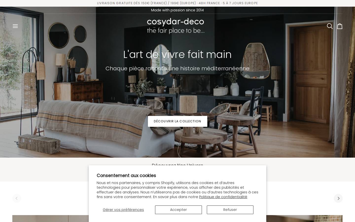 Cosydar Deco homepage screenshot