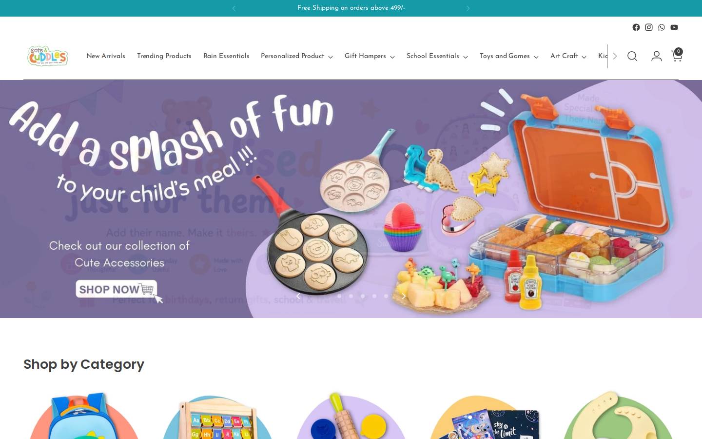 cotsandcuddles.com homepage screenshot