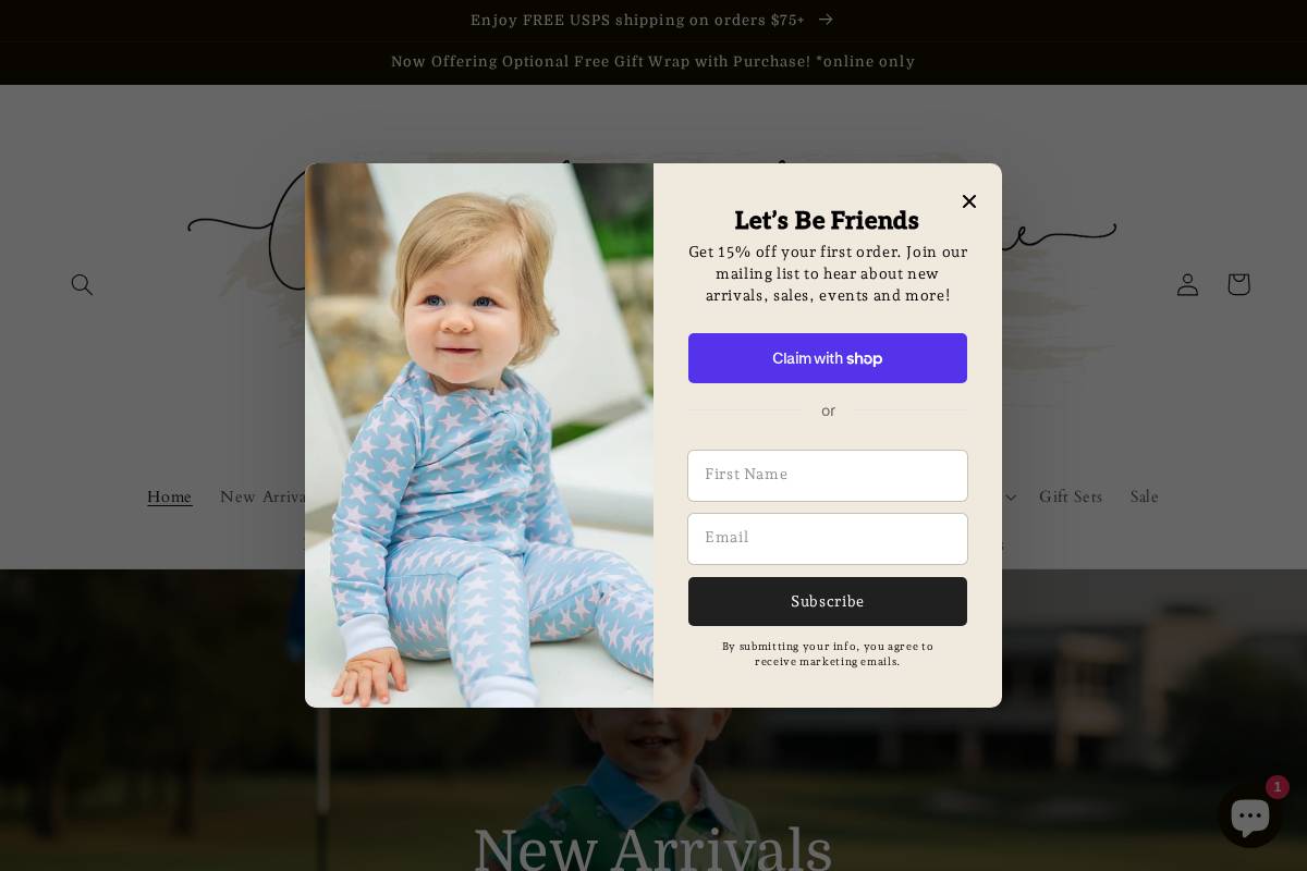 cottagebabyboutique.com homepage screenshot
