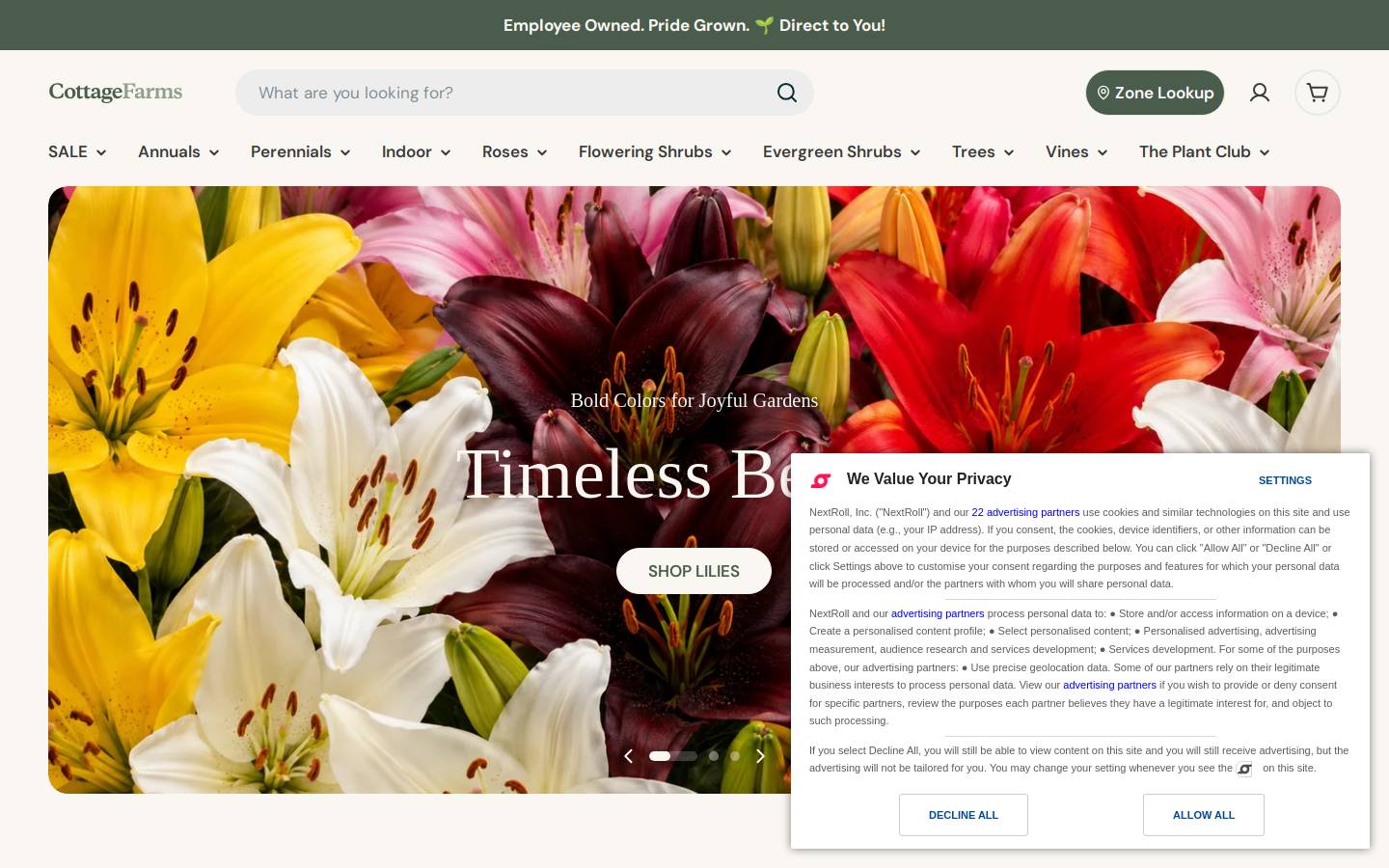 cottagefarmsdirect.com homepage screenshot