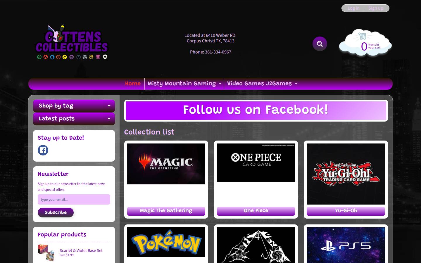 cottenscollectibles.com homepage screenshot