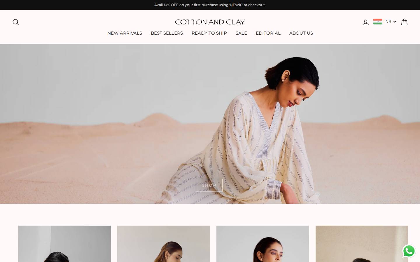 cottonandclay.in homepage screenshot