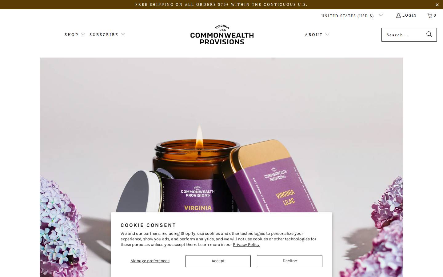cottonandwax.com homepage screenshot