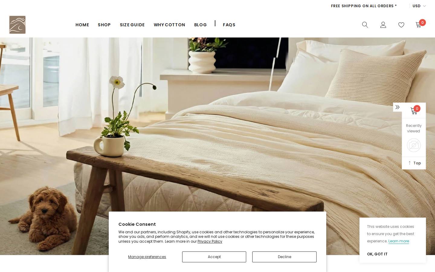 cottonduvetcover.com homepage screenshot
