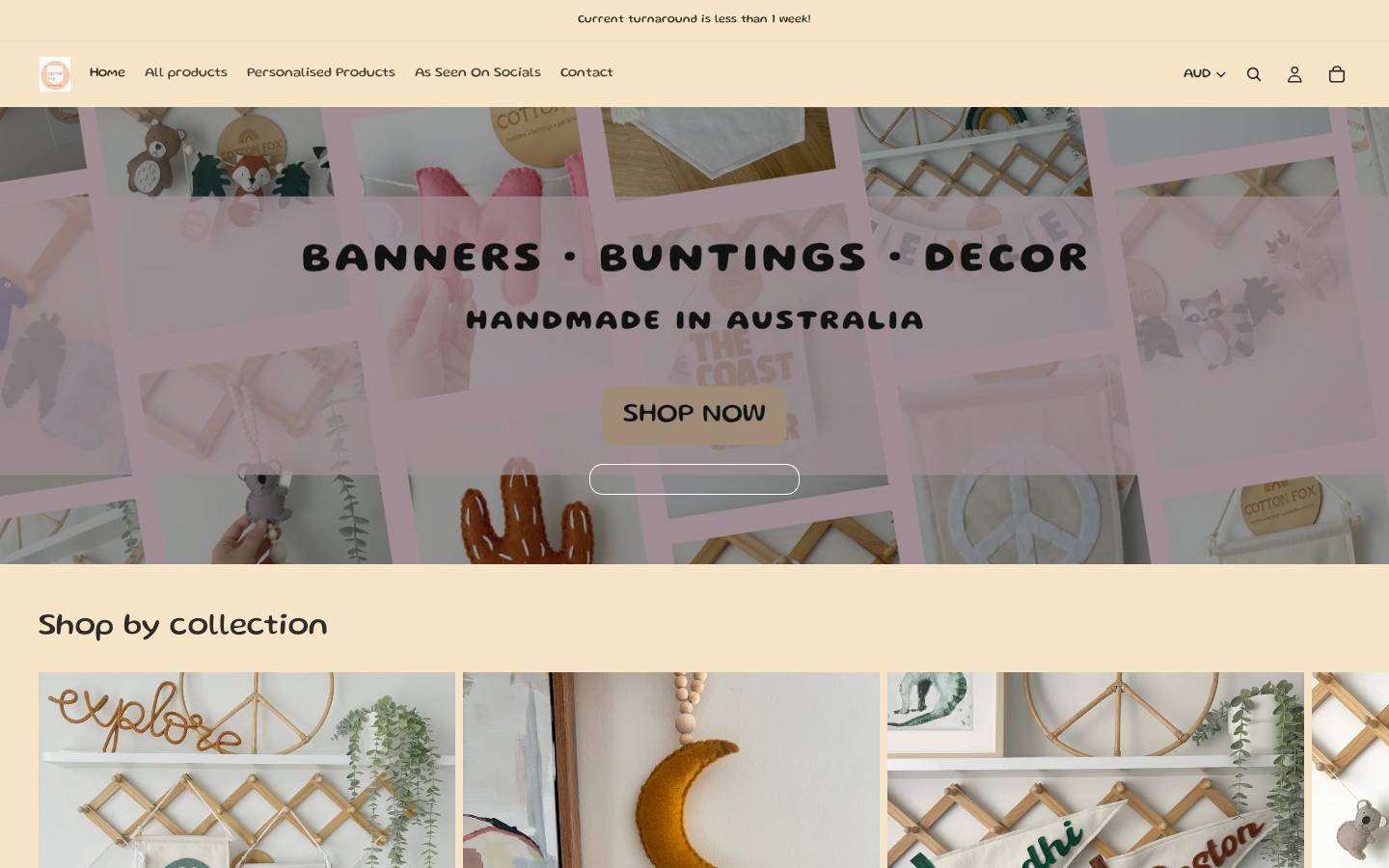 cottonfox.com.au homepage screenshot