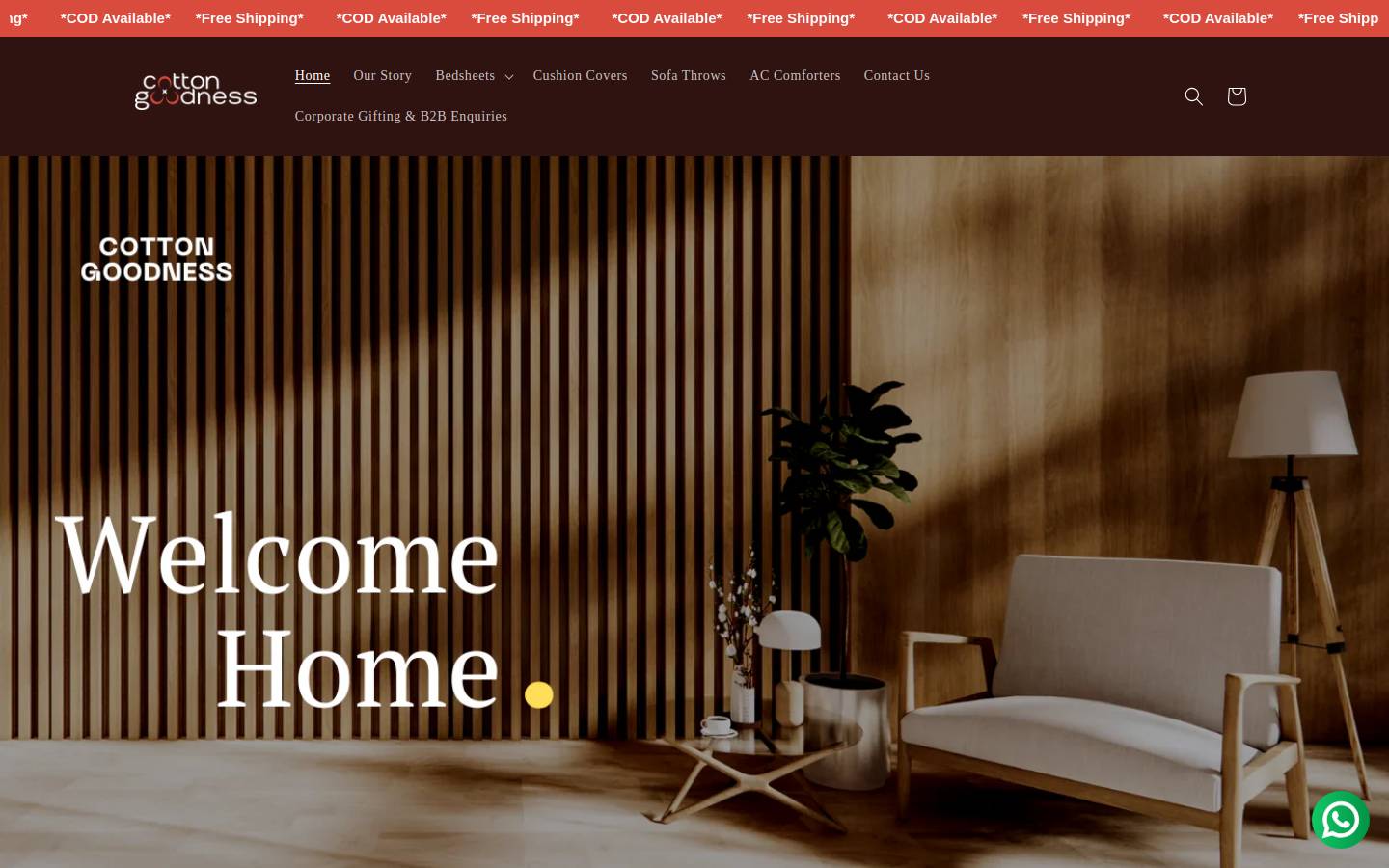 cottongoodness.com homepage screenshot