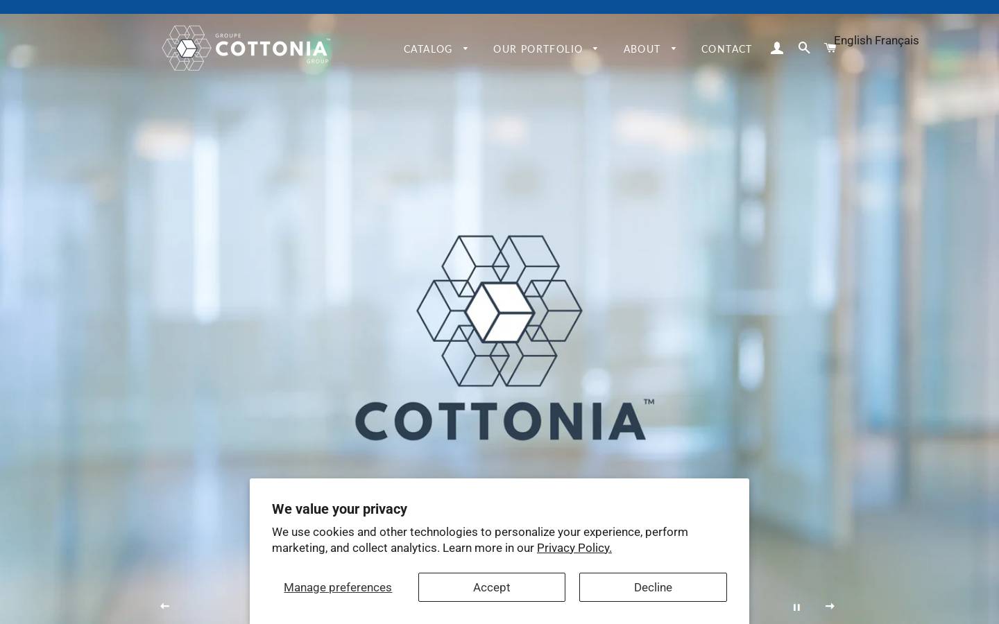 cottonia.com homepage screenshot