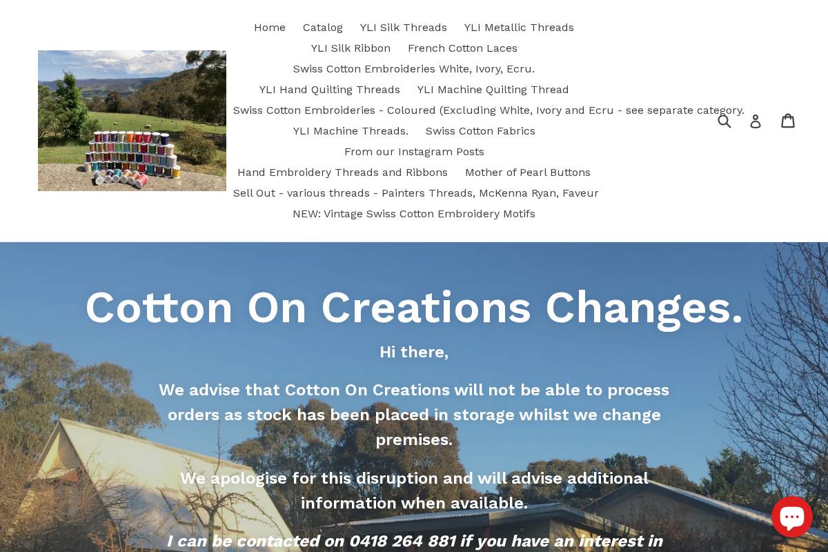 cottononcreations.com.au homepage screenshot