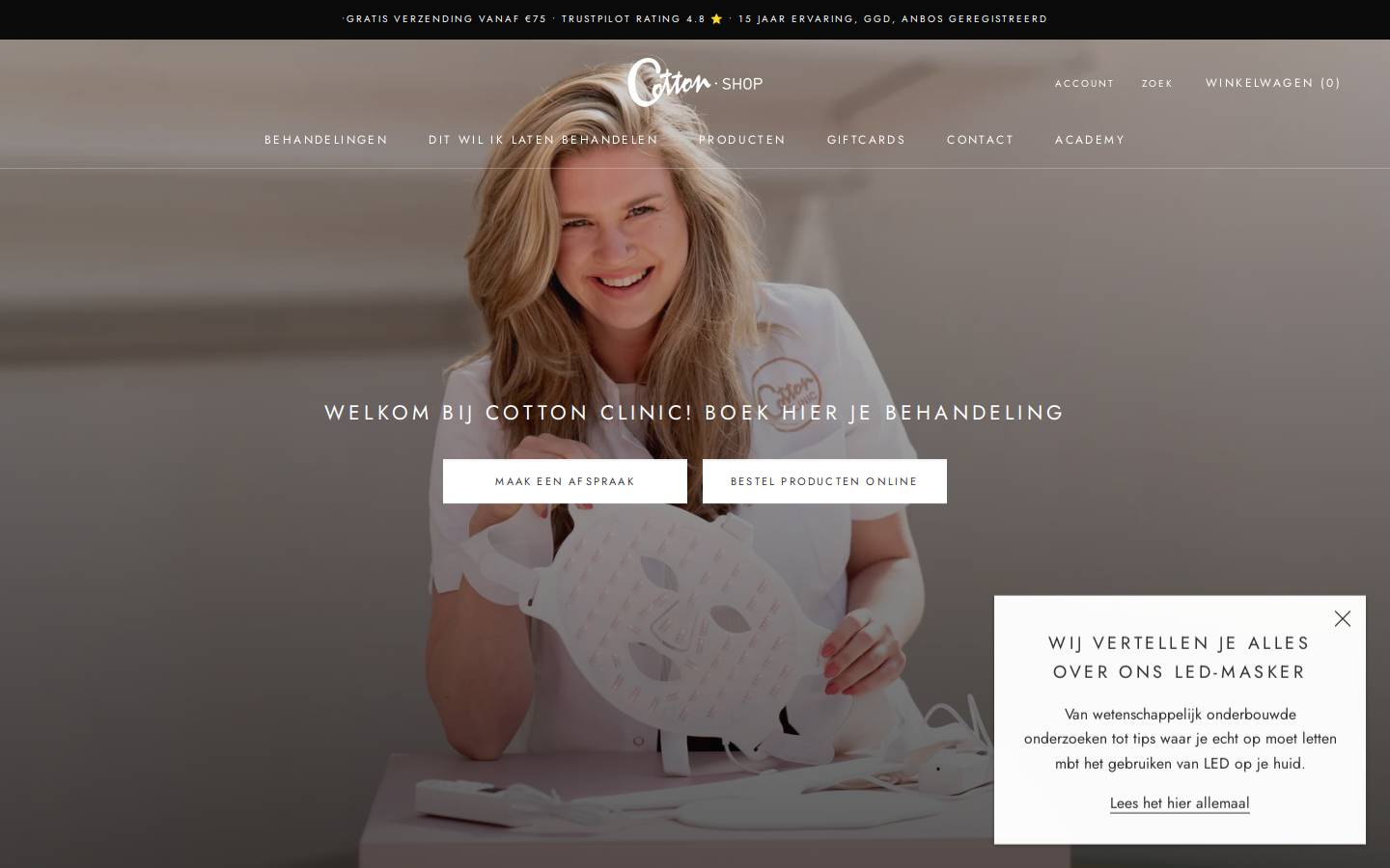 Cotton Clinic homepage screenshot