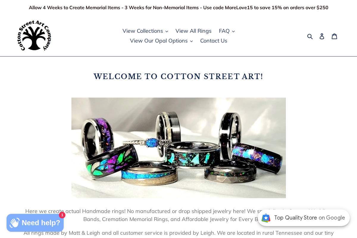 cottonstreetart.com homepage screenshot