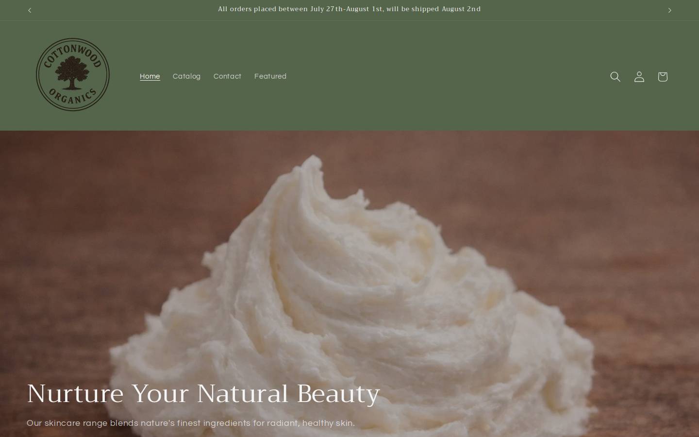 cottonwoodorganics.com homepage screenshot