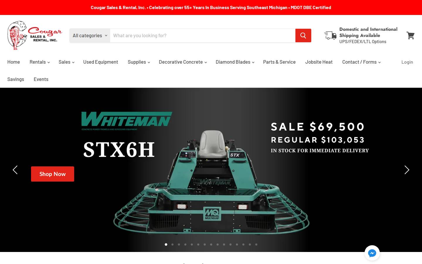 cougarsalesrental.com homepage screenshot