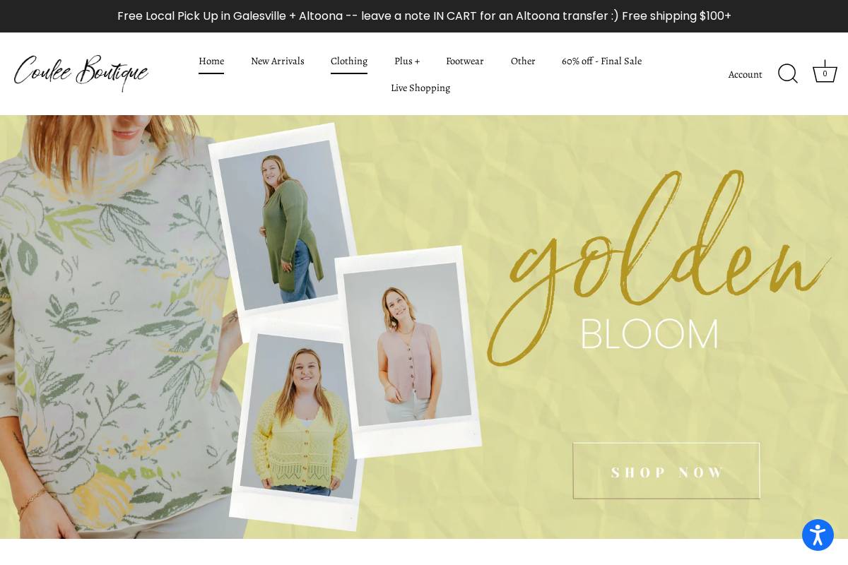 couleeboutique.com homepage screenshot