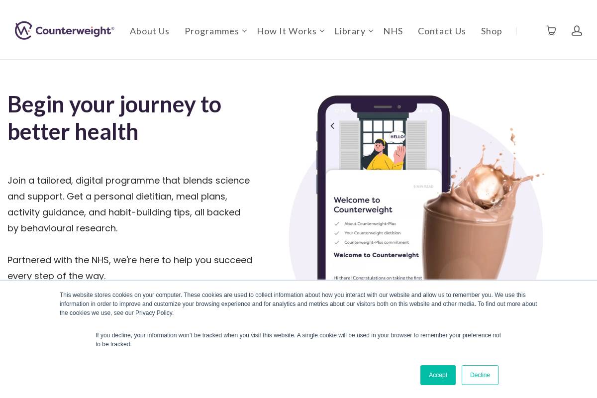 Counterweight homepage screenshot